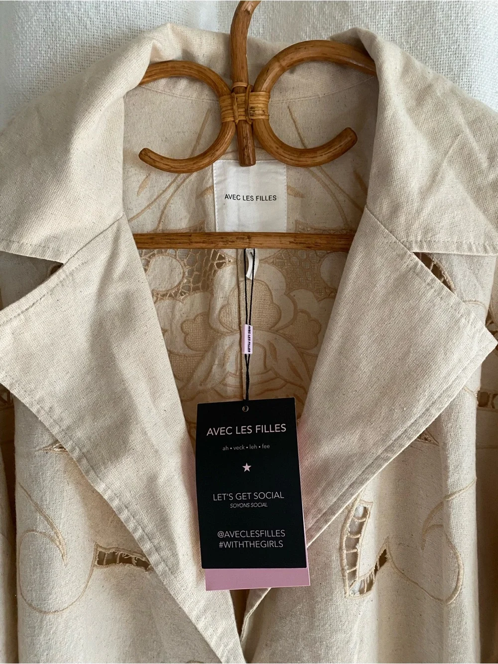 Anthropologie Avec Les Filles Cutwork Linen  Trench Coat/Duster Size Large NWT - Picture 5 of 12